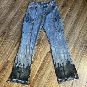 Aelfric Eden Jeans Women's 30 Wide Leg Cargo High Rise Street Y2K Denim Grunge